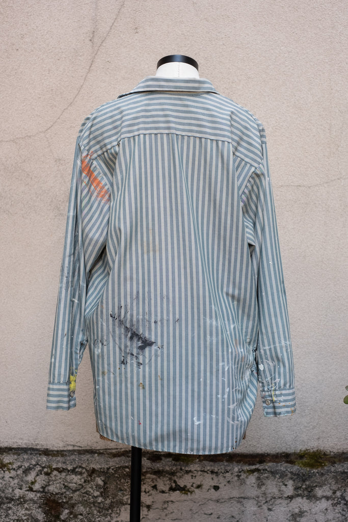 Red Kap Workwear Cotton Button Up in Teal Stripe