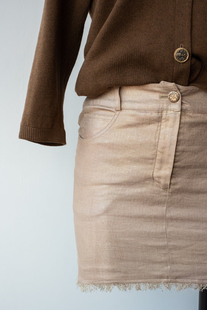 Vintage Chanel Waxed Linen Mini Skirt
