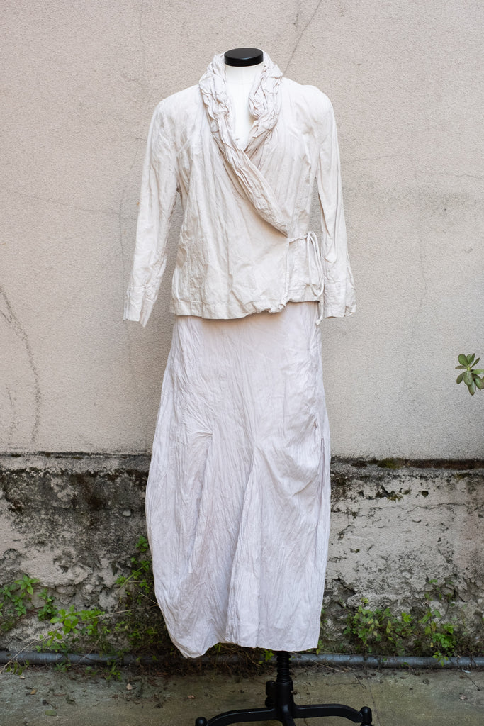 Oska Y2K Crinkle Cotton Maxi Skirt Suit