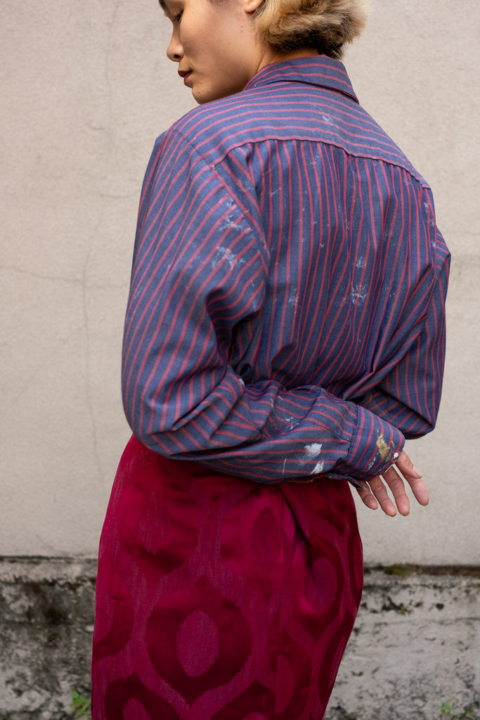 Red Kap Workwear Button Up in Red/Blue Stripe