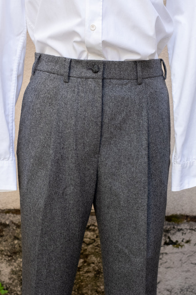 Thom Brown Pleated Cropped Trouser